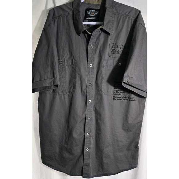 Harley Davidson Mechanic Shirt Adult 3XL‎ Gray Black Logo Short Sleeve Mens - Picture 1 of 9